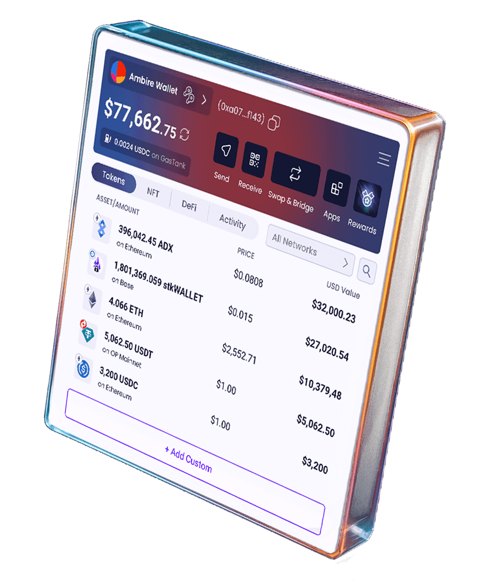Ambire Extension Dashboard & Swap