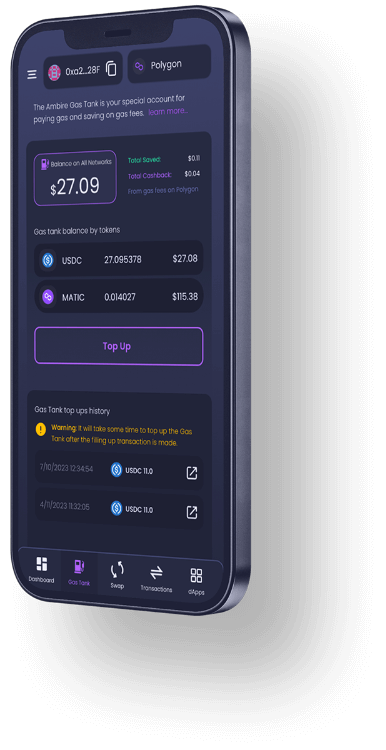 Ambire Wallet's gas tank feature